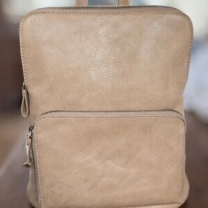 SUSAN JOY Tan Leather Backpack